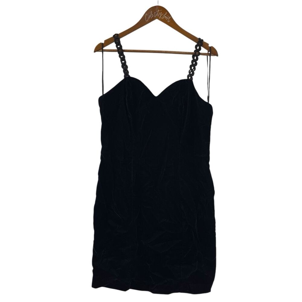 Delaru Velvet Little Black Mini Dress 13/14 Vintage Party Cocktail